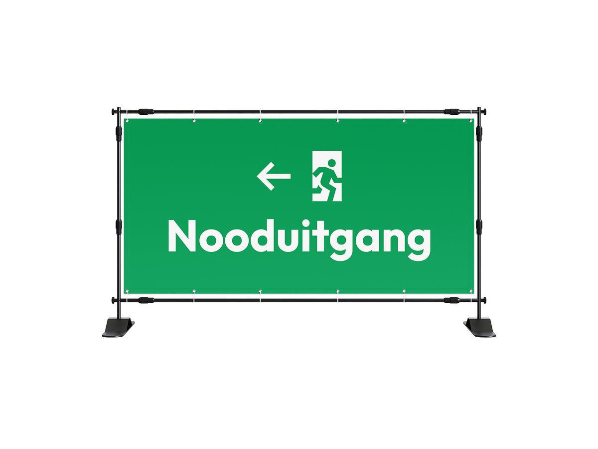 Nooduitgang spandoek - eventspandoek.nl